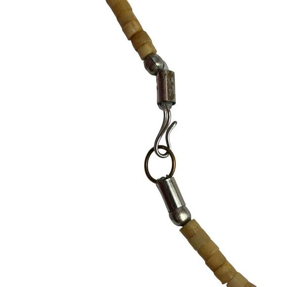 Vintage Carved Bone and Carnelian Agate Necklace Silver Tone 17” Amazing Detail - Picture 6 of 11